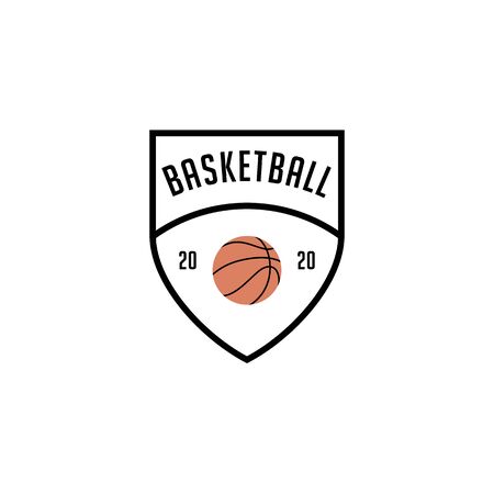 Simple vector basketball shield logo emblemのイラスト素材