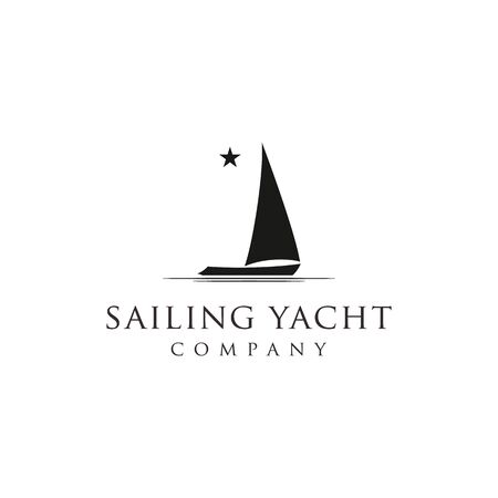 Silhouette of Sailing yacht logo designのイラスト素材