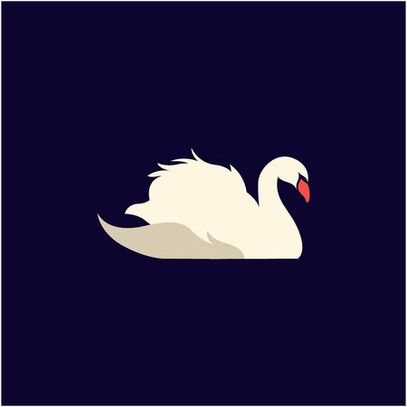 goose / swan silhouette logo design swimming in the lakeのイラスト素材