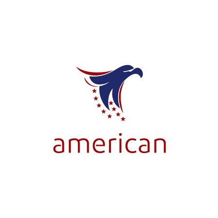 Eagle with american national flag logo designのイラスト素材