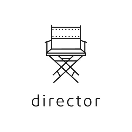 Simple Minimalist line art movie film director chair with negative film logo designのイラスト素材