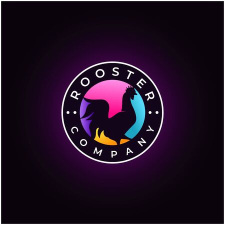 Colorful Chicken Rooster Silhouette Label logo designのイラスト素材