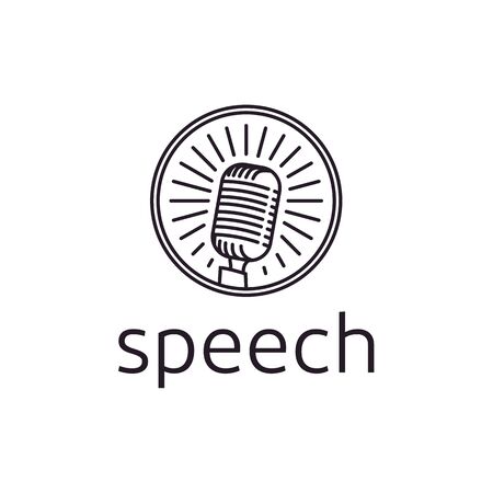 Vintage retro microphone logo design vectorのイラスト素材