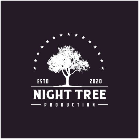 Retro vintage Oak Maple Tree service logo designのイラスト素材