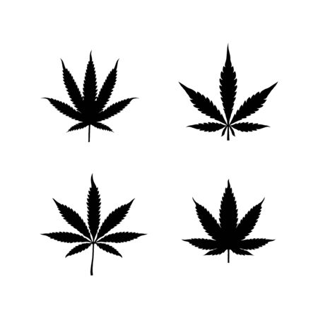 Silhouette cbd cannabis marijuana hemp leaf logo designのイラスト素材