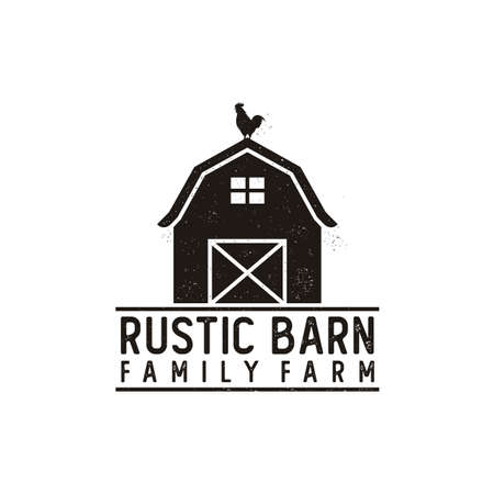 Vintage Retro Rustic Grunge Barn Farm logo designのイラスト素材