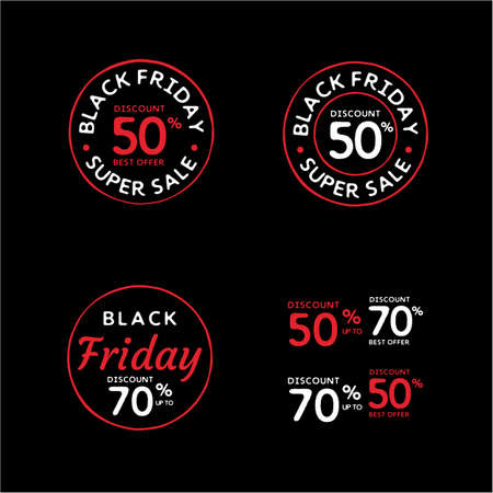 Vintage retro Black friday discount badge stamp vector packのイラスト素材