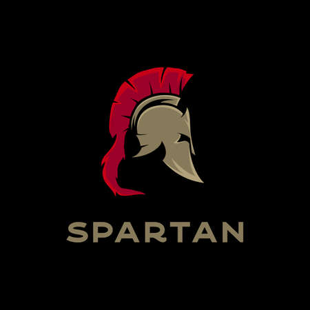 Spartan Sparta Logo, Spartan Helmet Logo design vectorのイラスト素材