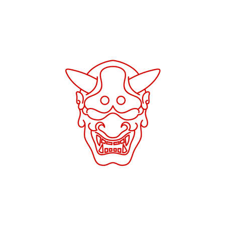 Line art Japanese Demon Oni Mask Designのイラスト素材