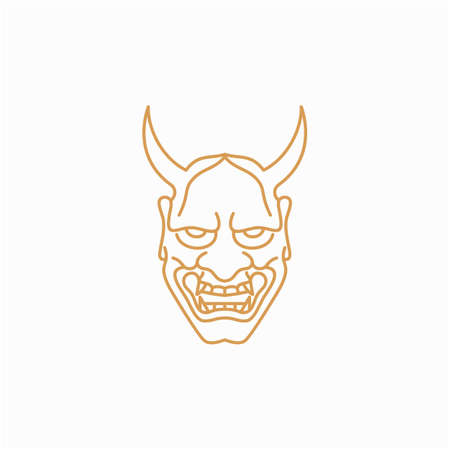 Line art Japanese Demon Oni Mask Designのイラスト素材