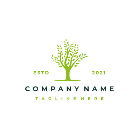 Vibrant tree logo design, tree vector illustration. Tree of life logo design inspirationのイラスト素材