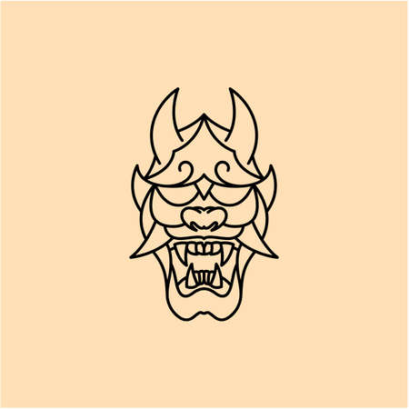 Japanese Demon Oni Mask Logo Designのイラスト素材