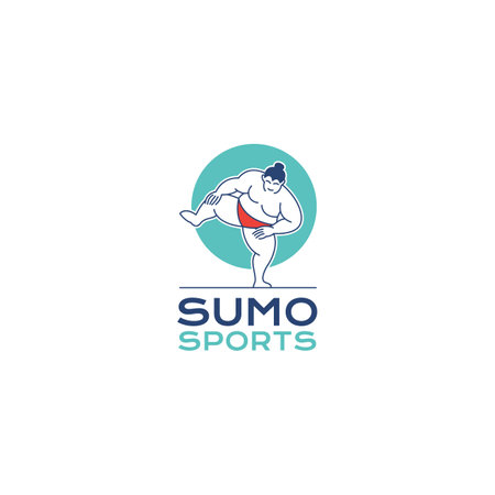 Sumo wrestler Logo. Fat, overweight man. Japanese Traditional sport logo design inspirationのイラスト素材