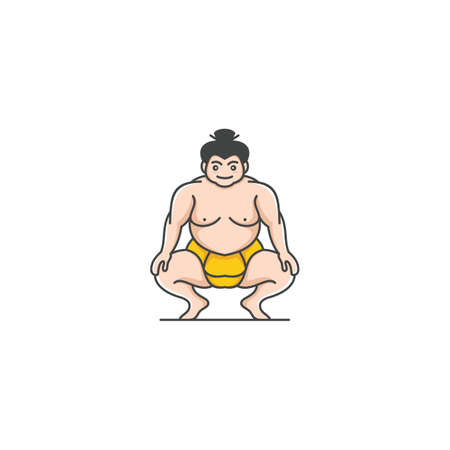 Sumo wrestler Logo. Fat, overweight man. Japanese Traditional sport logo design inspirationのイラスト素材