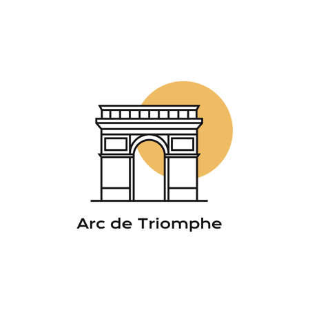 Line art Arc de Triomphe, landmark icon of Paris, France. Arc de Triomphe logo design vector illustrationのイラスト素材