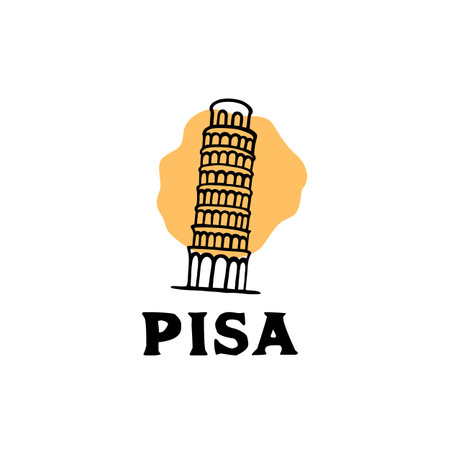 Vintage hand drawn Pisa tower logo template vector illustration design. simple italian landmark, monument logo design vector illustrationのイラスト素材