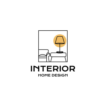 Home Interior room, furniture gallery logo design vectorのイラスト素材