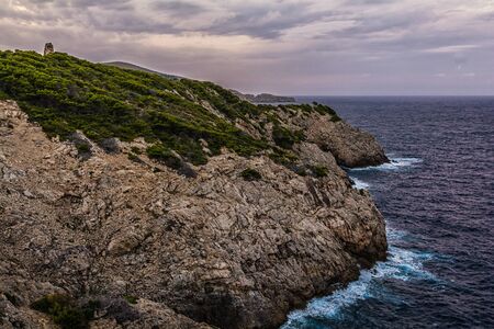 Steep coast at Cala Rajada in Mallorcaの写真素材