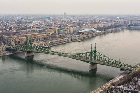 The Liberty Bridge in the Hungarian capital Budapestの写真素材