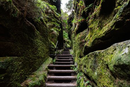 The Swedish holes in Lohmen in the Elbe Sandstone Mountains, Saxon Switzerlandの写真素材