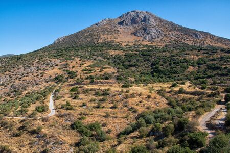 View over the mountains at Mycenaeの写真素材