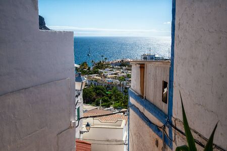 Houses in Puerto de MogÃ¡n in Gran Canariaの写真素材