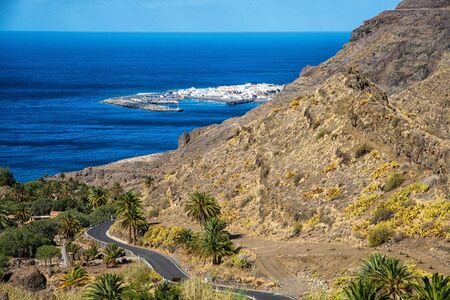Coastal road to Puerto de las Nieves in Gran Canariaの写真素材
