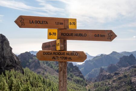 Signpost on the Roque Nublo in Gran Canaria