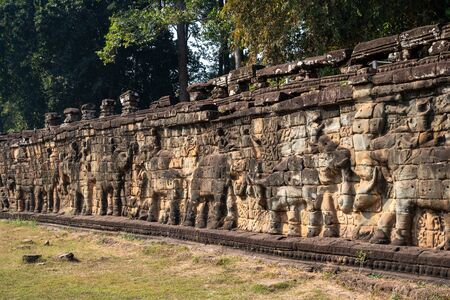 The elephant terrace near Angkor Wat in Cambodiaの写真素材