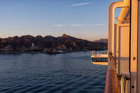 Port entrance from Muscat in Oman aboard a cruise ship