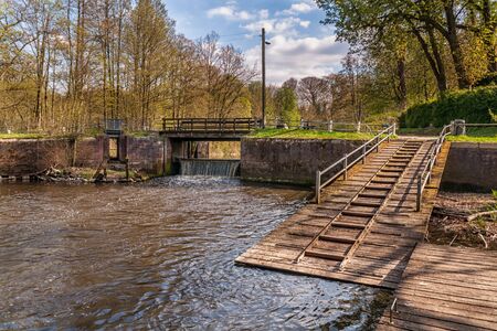 The Mellingburg lock on the Alster near Hamburg