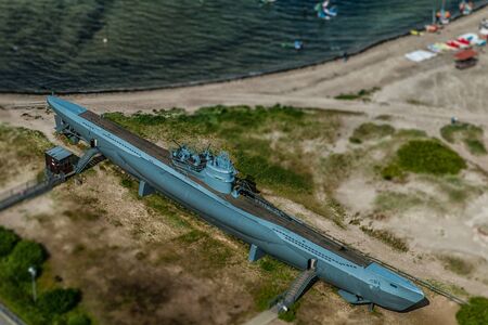 A submarine with a tilt-shift effectの写真素材