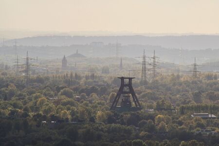 View over the winding towers in the Ruhr areaの写真素材