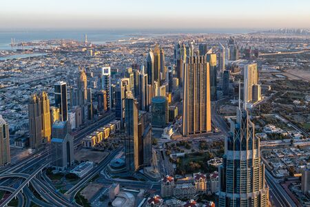 The Dubai skyline in the morningの写真素材