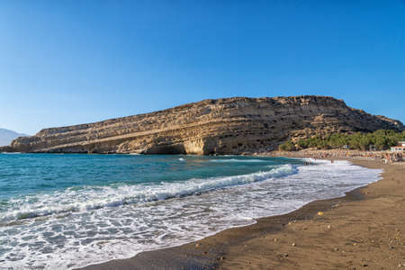 The Matala Caves on the Greek island of Creteの写真素材