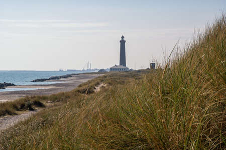 Lighthouse in Skagen at the northernmost point of Denmarkの写真素材