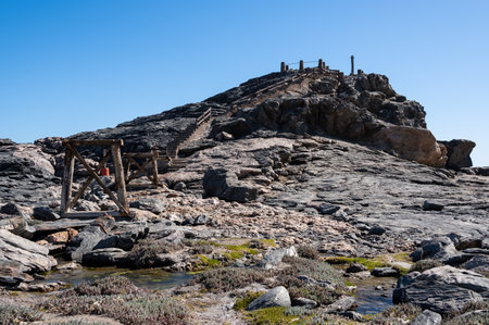Rocks at Diaz Point on the Luderitz Peninsula in Namibiaの写真素材