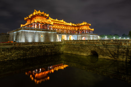 Meridian Gate to the Imperial City in Hue. UNESCO world heritage in Vietnam