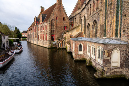 Beatiful historical city center of Brugge, Belgiumの写真素材