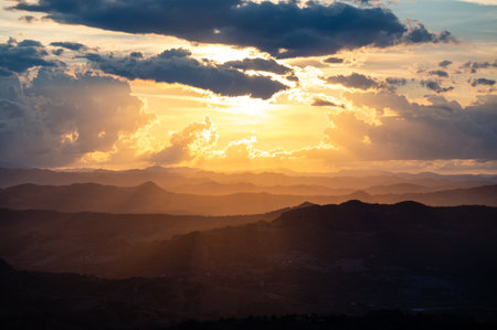 Sunset behind the hills of San Marinoの写真素材