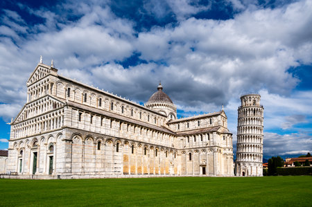Tower and cathedral, famous landmarks of Pisa, Italyの写真素材