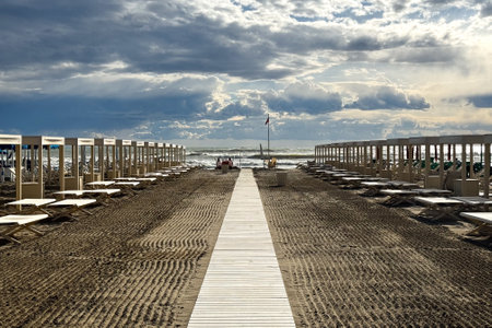 Forte dei Marmi beach, Tuscany, Italyの写真素材