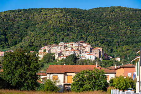 The mountain village of Ameglia in Italyの写真素材