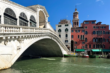 Venice,The Rialto Bridge , Ponte di Rialto buildings near the canal,の写真素材