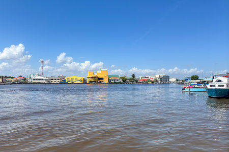 View of Belize city from the Caribbean sea. High quality photoの写真素材