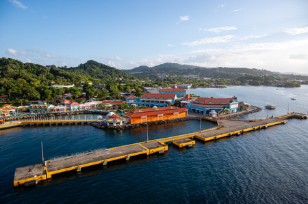 Town Center Port Roatan Cruise Pier, Coxen Hole Roatan Cruise Port, Port of Roatan.の写真素材
