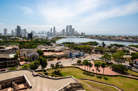 Castillo San Felipe de Barajas, fortress in the strategic location of Cartagena de Indias city on the Caribbean coast of Colombia. High quality photoの写真素材