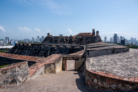 Castillo San Felipe de Barajas, fortress in the strategic location of Cartagena de Indias city on the Caribbean coast of Colombia. High quality photoの写真素材