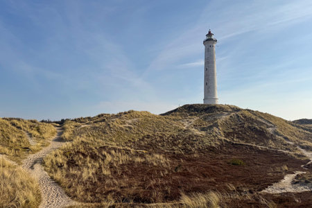 Hvide Sande, Norre Lyngvig, Denmark - Lighthouse on dunesの写真素材