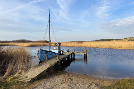 Fishing boat in Norre Nebel in Denmarkの写真素材